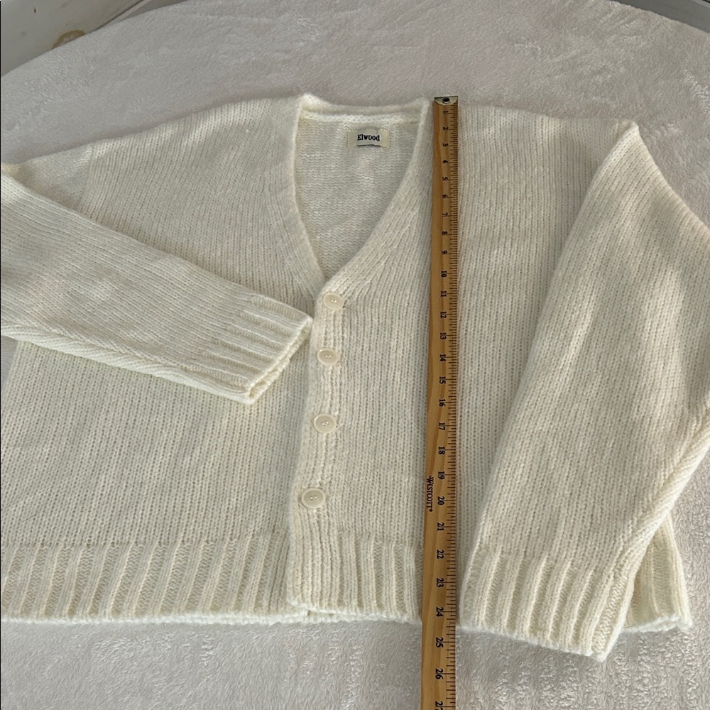 Elwood Mohair/Wool Blend Women's White Cardigan Sweater. - Picture 7 of 11